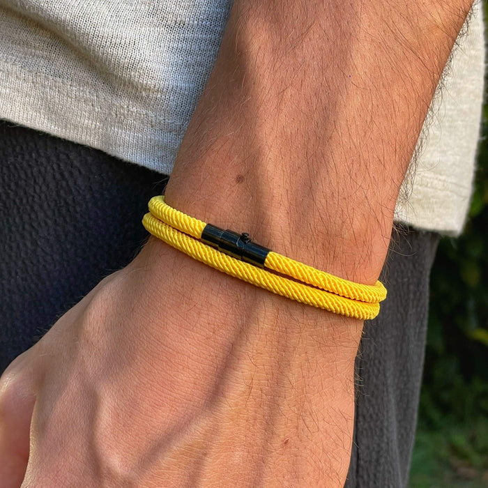 Milan Yellow Minimalist Wave Rope Bracelet - Mettz Signature