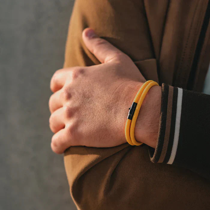 Milan Yellow Minimalist Wave Rope Bracelet - Mettz Signature