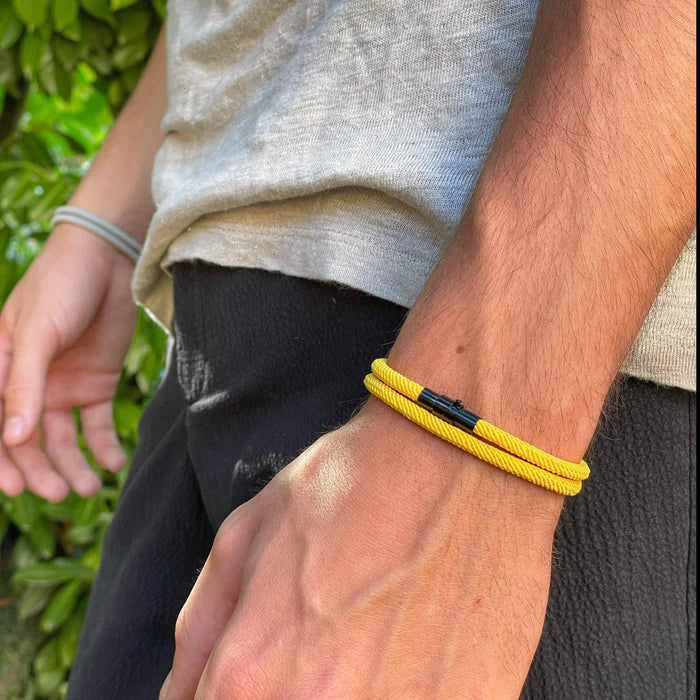 Milan Yellow Minimalist Wave Rope Bracelet - Mettz Signature