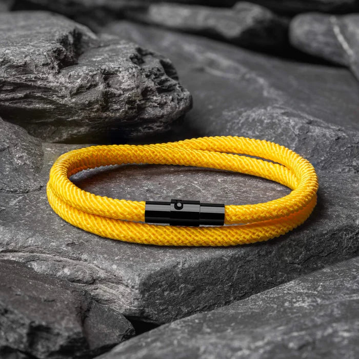 Milan Yellow Minimalist Wave Rope Bracelet - Mettz Signature