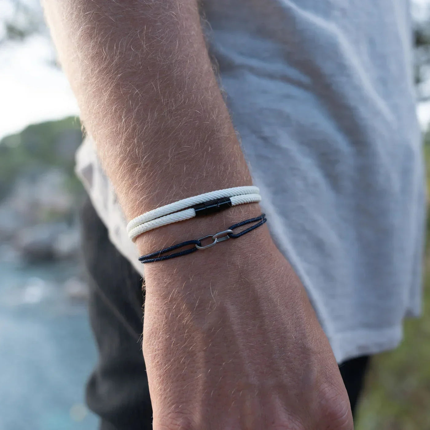 Milan White Minimalist Wave Rope Bracelet - Mettz Signature