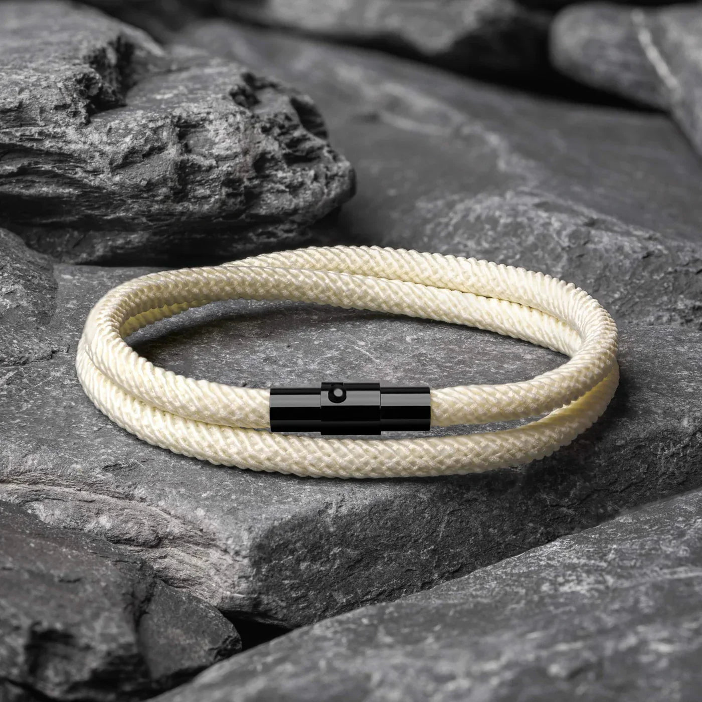 Milan White Minimalist Wave Rope Bracelet - Mettz Signature
