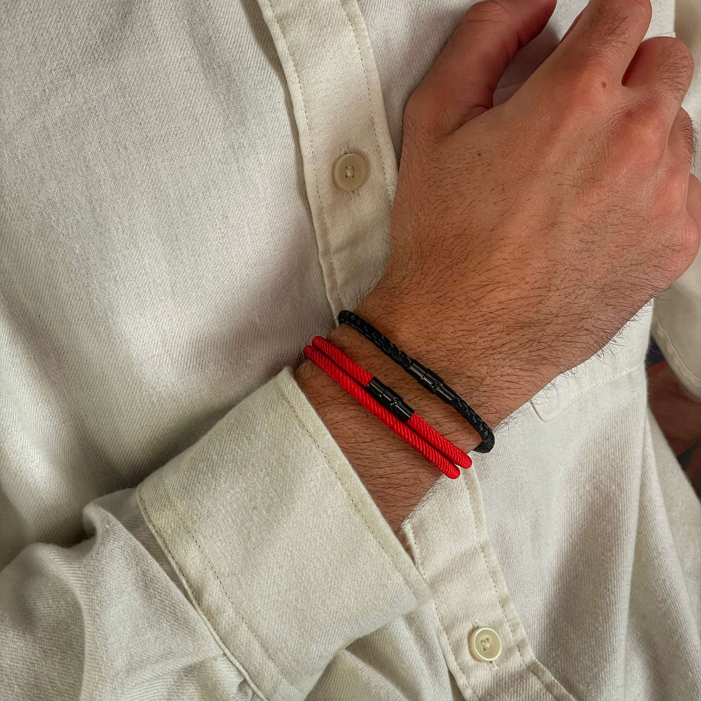 Milan Red Minimalist Wave Rope Bracelet - Mettz Signature