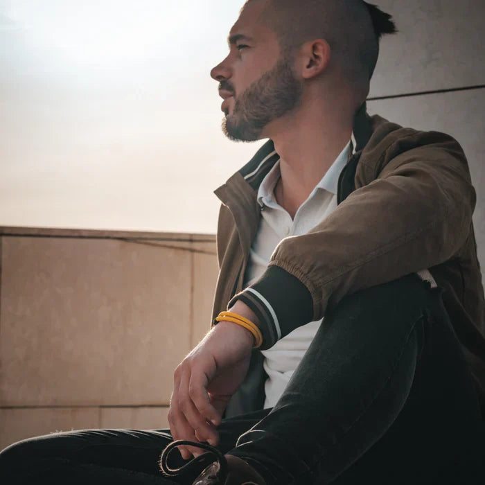 Milan Yellow Minimalist Wave Rope Bracelet - Mettz Signature