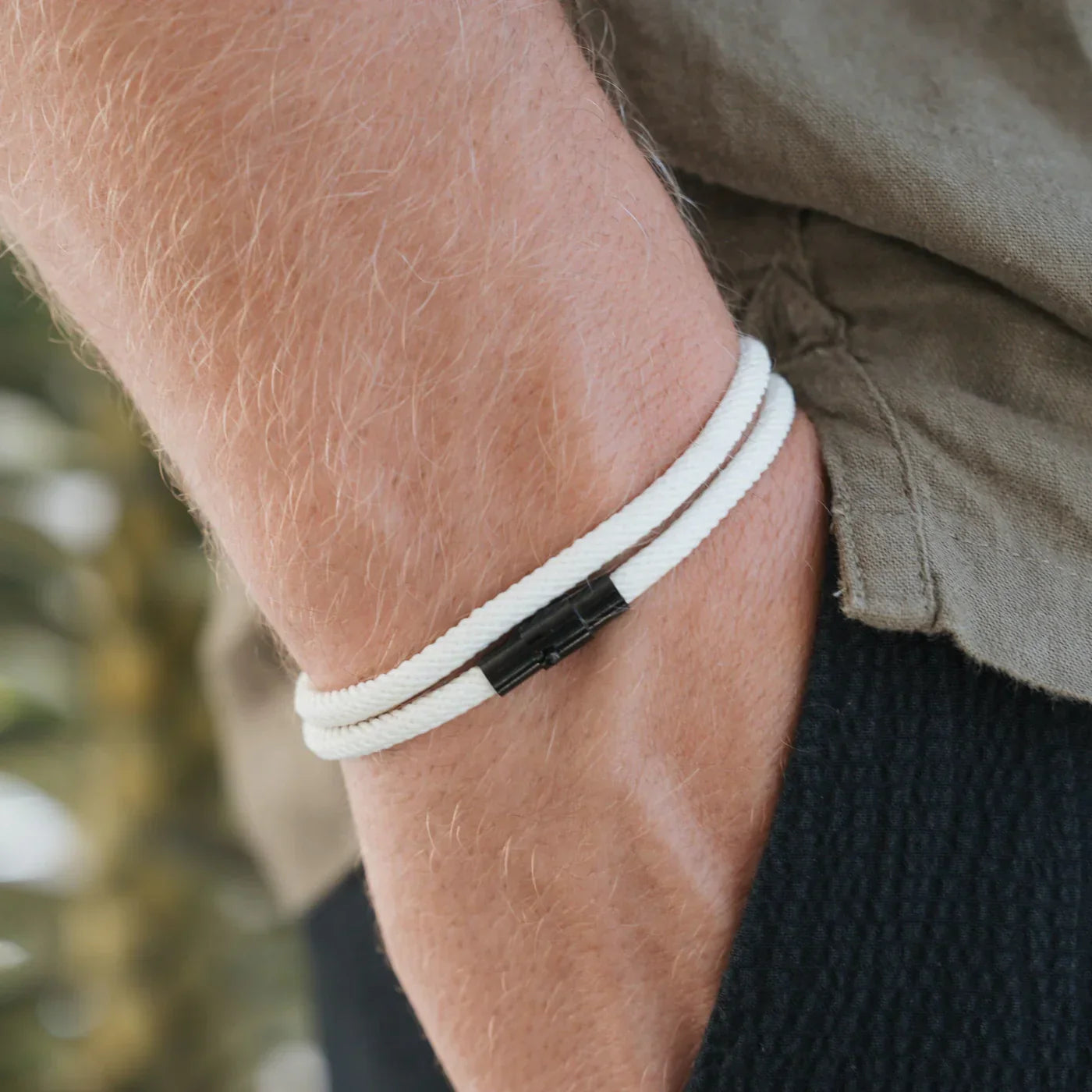 Milan White Minimalist Wave Rope Bracelet - Mettz Signature